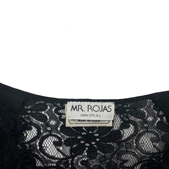 Vintage Shalite black Long dress stretch Lace Formal Womens S M 4 6 - Picture 6 of 8